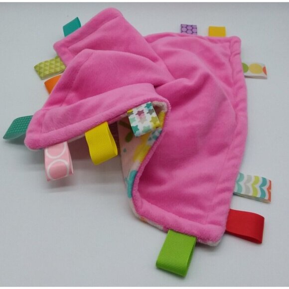 Bright Starts Taggies Pink Flowers Soft Security Blanket Lovey 12 in X 12 in - Picture 11 of 13
